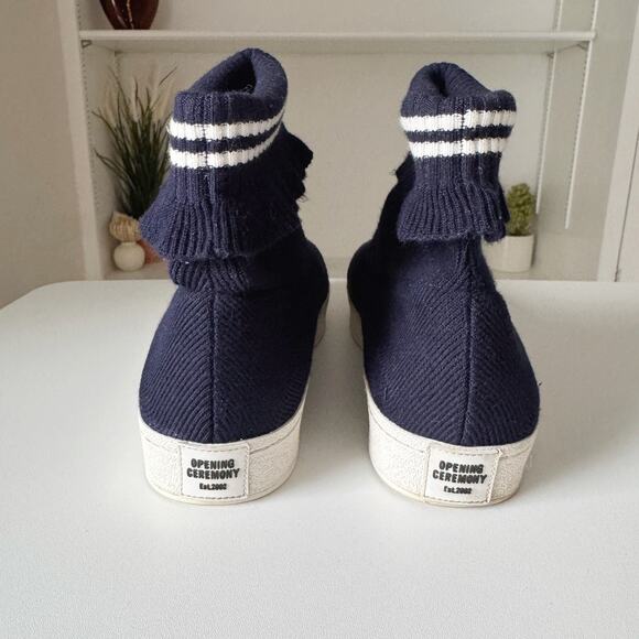 Opening Ceremony Navy White Stripe High Top Slip On Bobby Sneakers Size 9 - Picture 7 of 9
